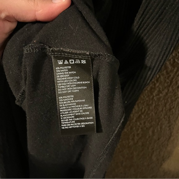 Black Silence & Noise 3/4 Sleeve Skater Style Ribbed V Neck Dress, Size Small - Picture 5 of 5